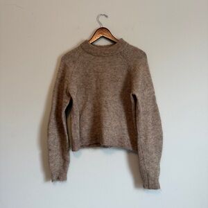 H&M Mohair Blend Sweater Womens XS Brown Taupe Wool Oversized Cozy Knit Shaggy
